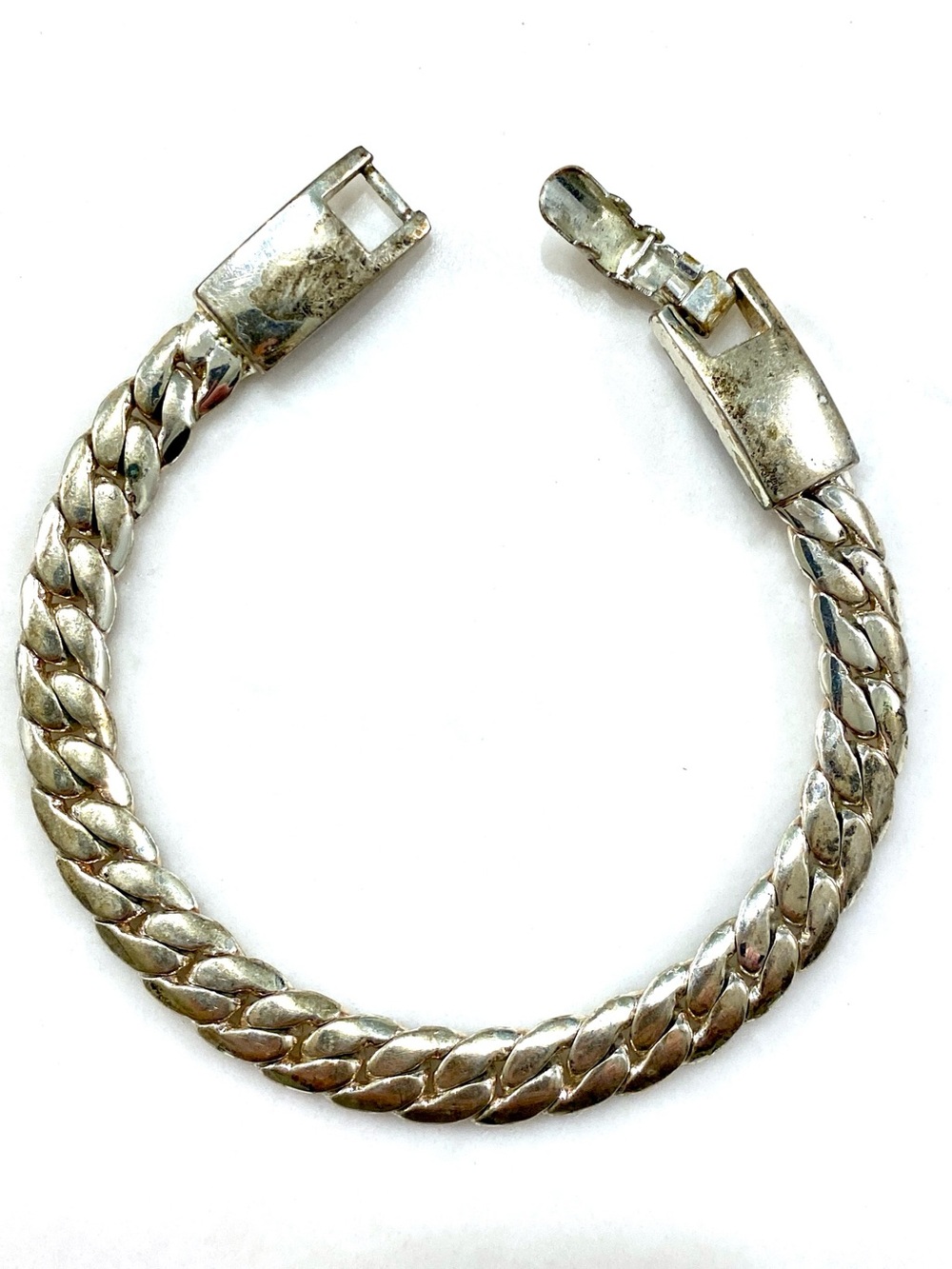 Vintage Braided Curb-Link Silver Bracelet